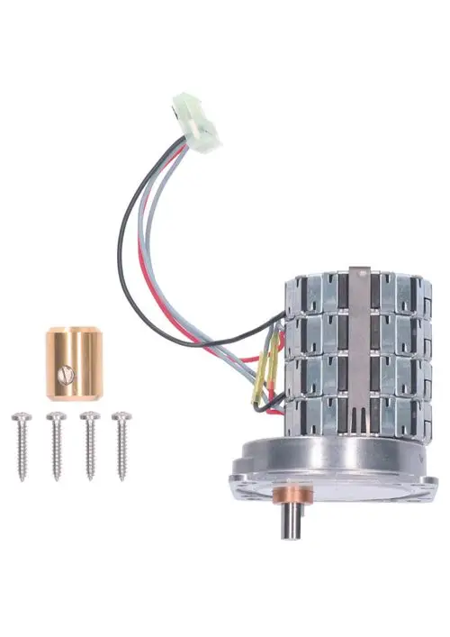 Judo Motor mit Anschlusskabeln, metallischer Gehäuserotor und Befestigungsschrauben. Enthält zusätzlich eine kupferne Buchse.